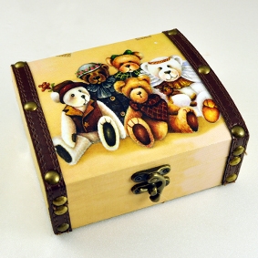 小熊彩圖木盒-小