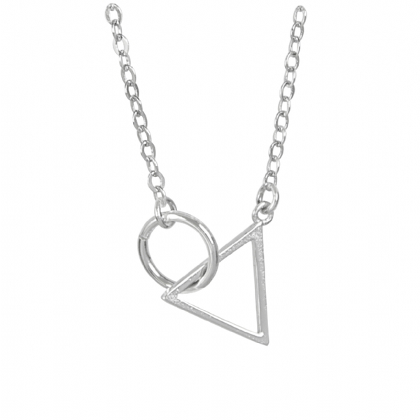 鍍925銀項鍊-三角圓形